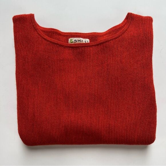 Akini Wool Blend Terracotta Dolman long Sleeve Lightweight Sweater - Picture 3 of 13